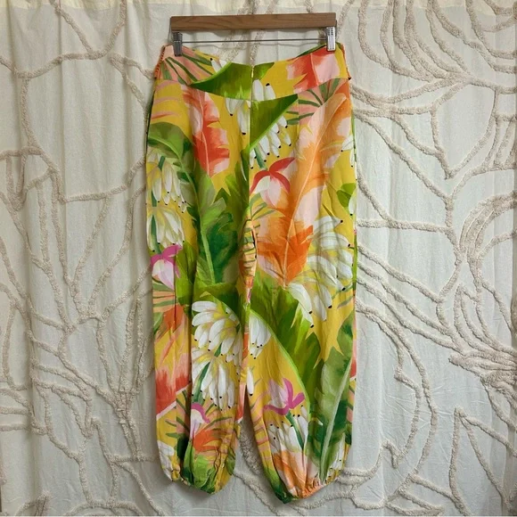 Farm Rio x Anthropologie Vibrant Tropical Banana Print Balloon Pants Size Large - Picture 9 of 16